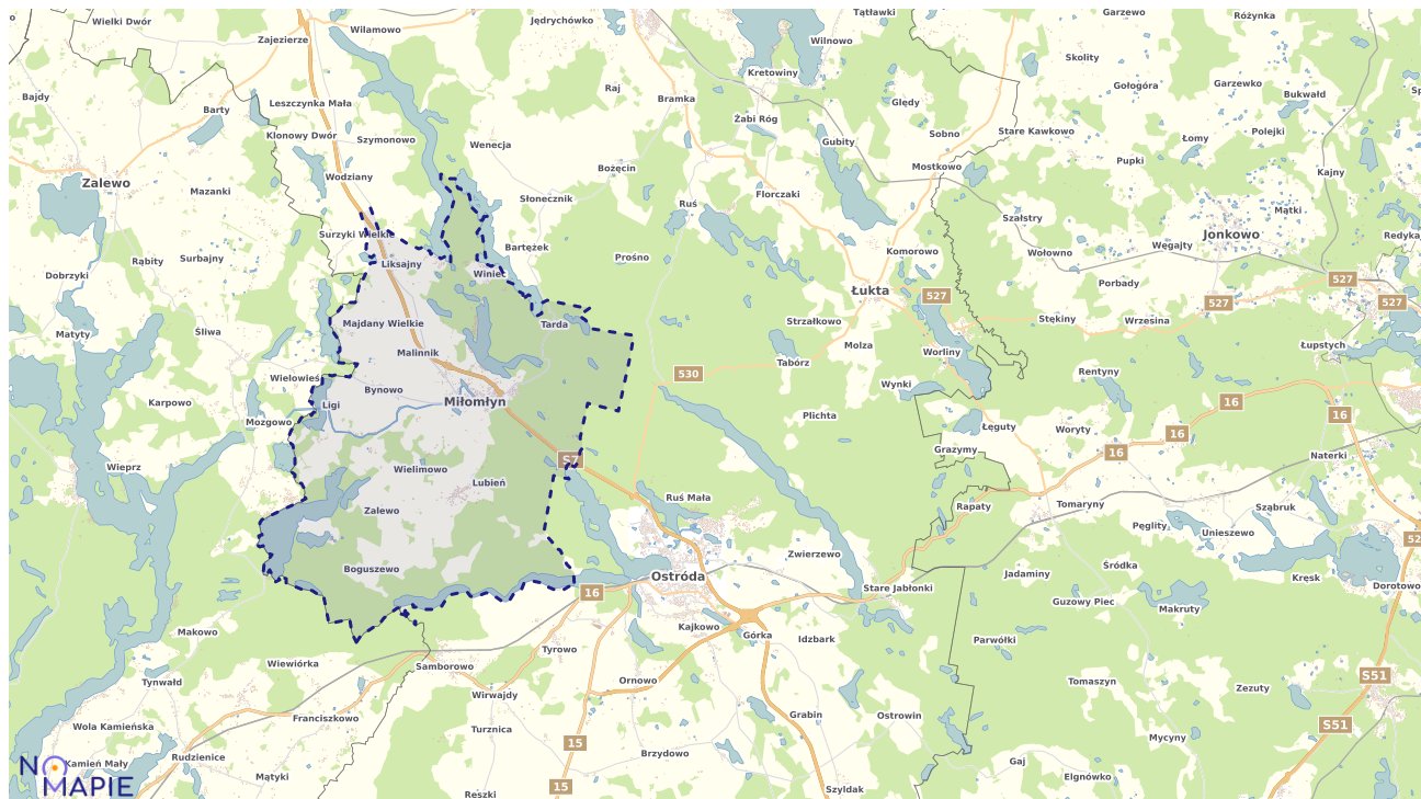 Mapa wyborów do sejmu Miłomłyn